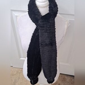Black Faux Fur Scarf With Poms By Posh Plush
